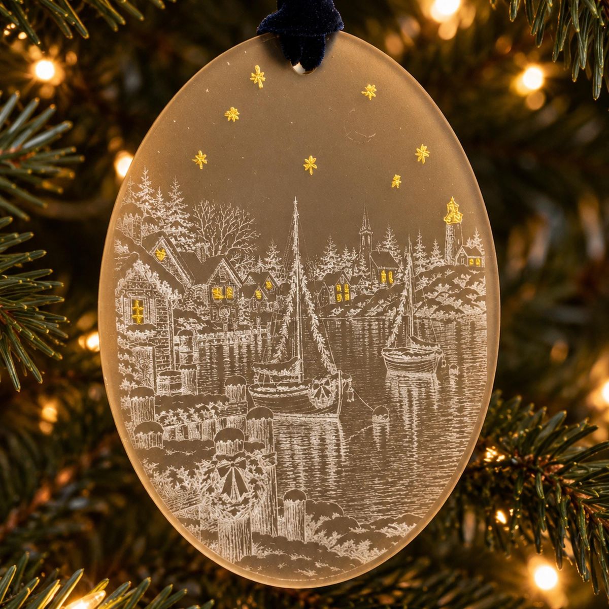 The Christmas Harbour — Hand-Painted Acrylic Ornament