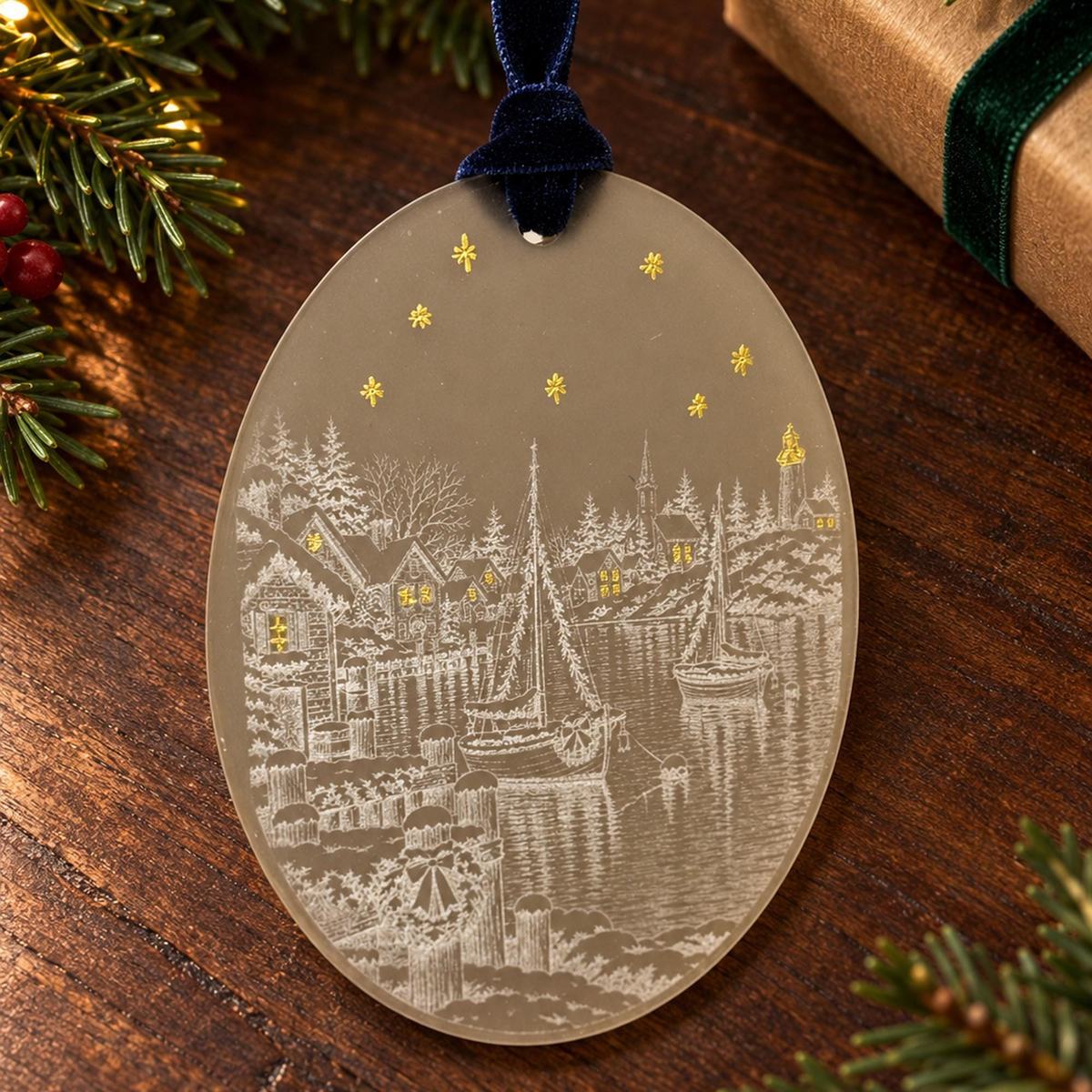 The Christmas Harbour — Hand-Painted Acrylic Ornament