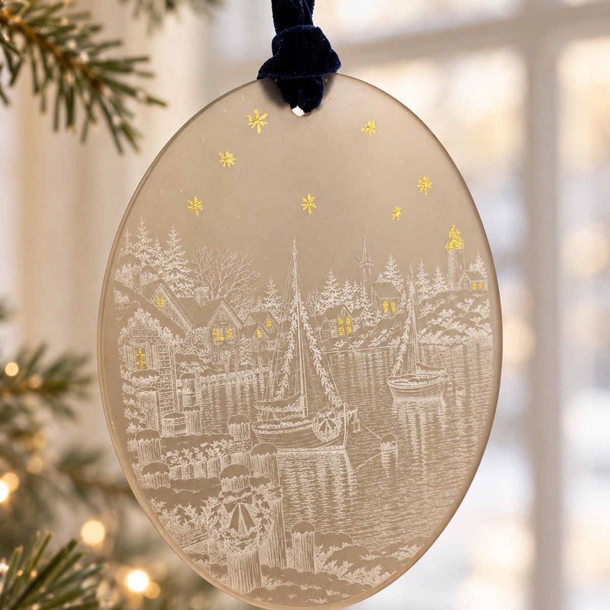 The Christmas Harbour — Hand-Painted Acrylic Ornament