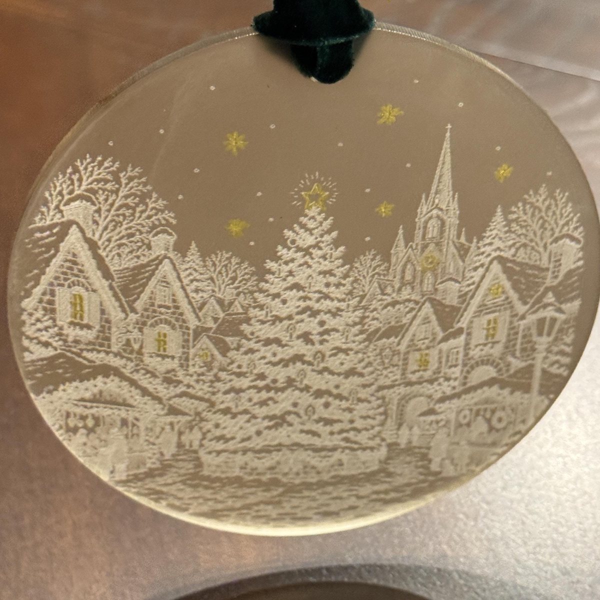 The Christmas Tree in the Square — Hand-Painted Acrylic Ornament