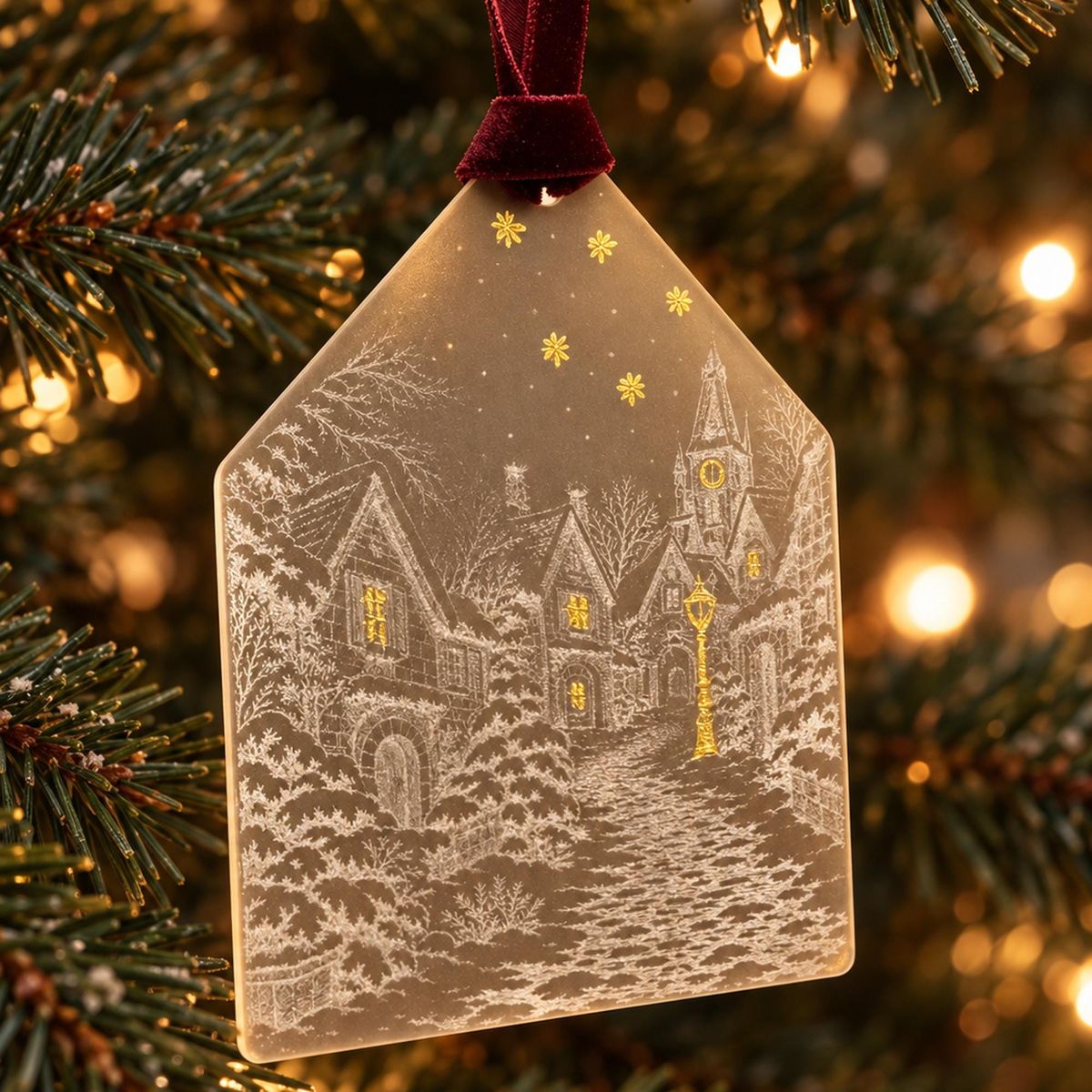 The Clocktower Village — Hand-Painted Acrylic Ornament