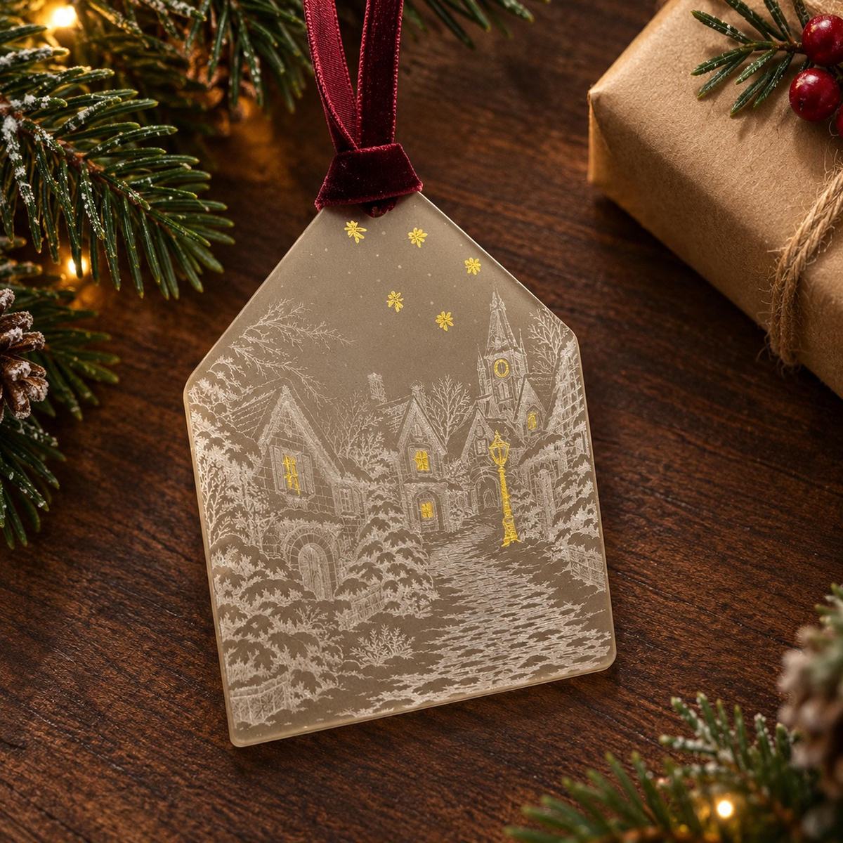 The Clocktower Village — Hand-Painted Acrylic Ornament