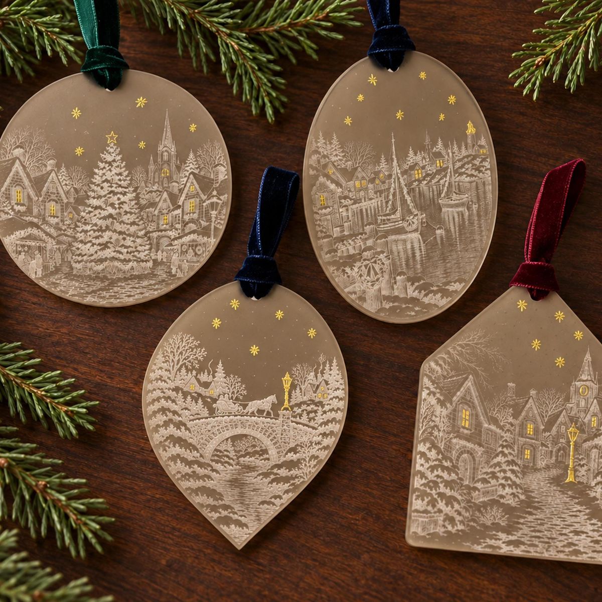 The Sleigh on the Bridge — Hand-Painted Acrylic Ornament