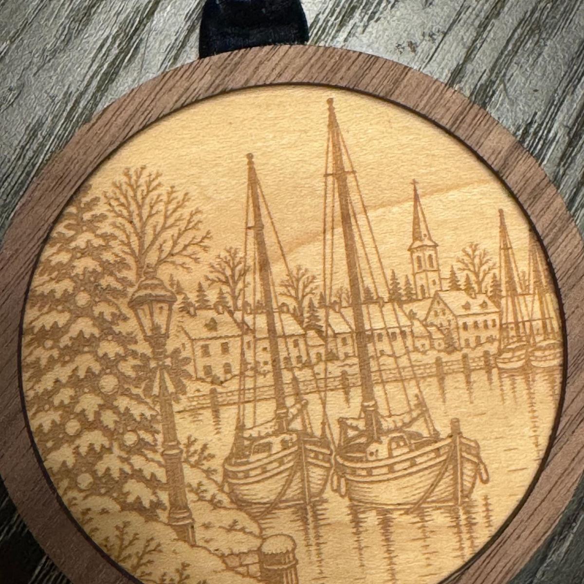 Boats at the Cove — Wooden Ornament