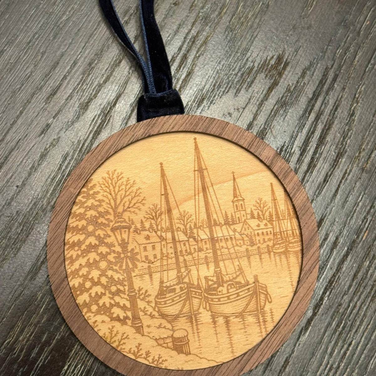Boats at the Cove — Wooden Ornament
